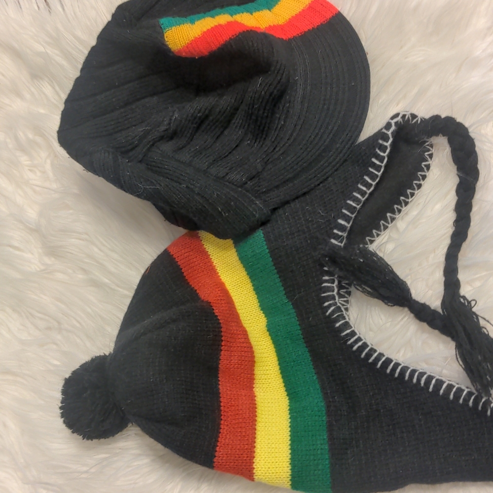 Black rasta beanie and beanie hat
